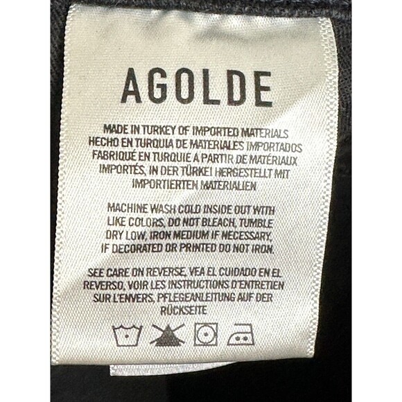 Agolde Nico High Rise Slim Straight Denim Jeans Distressed Cassette Black Sz 25 - Picture 9 of 10